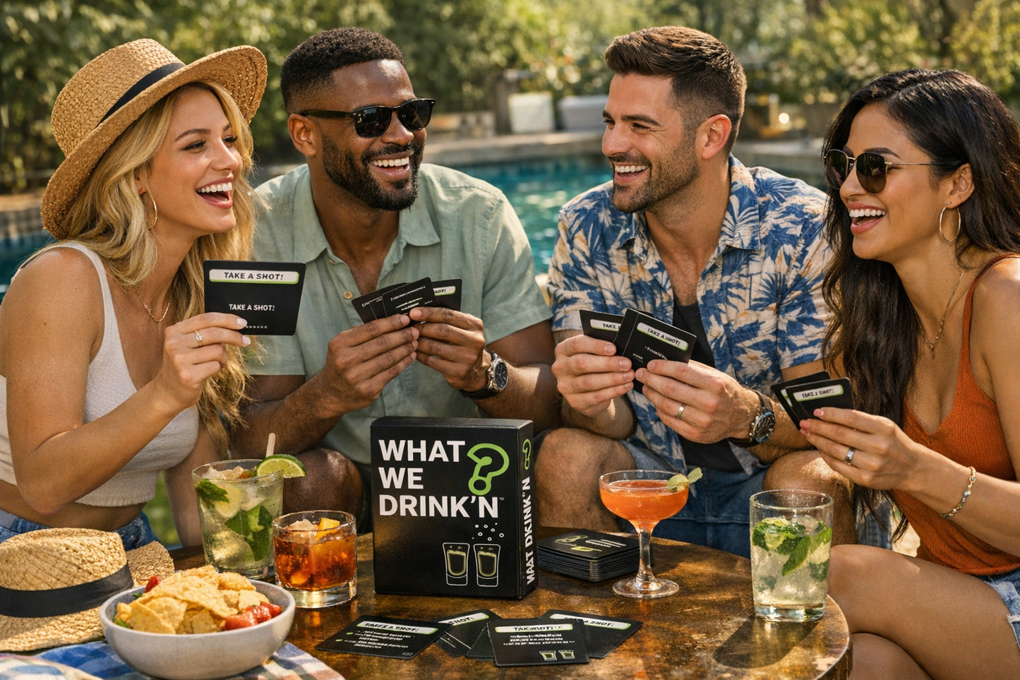 What We Drink’N The Party Starter Bundle:
Card Game+ "Recipe Cocktail Book"